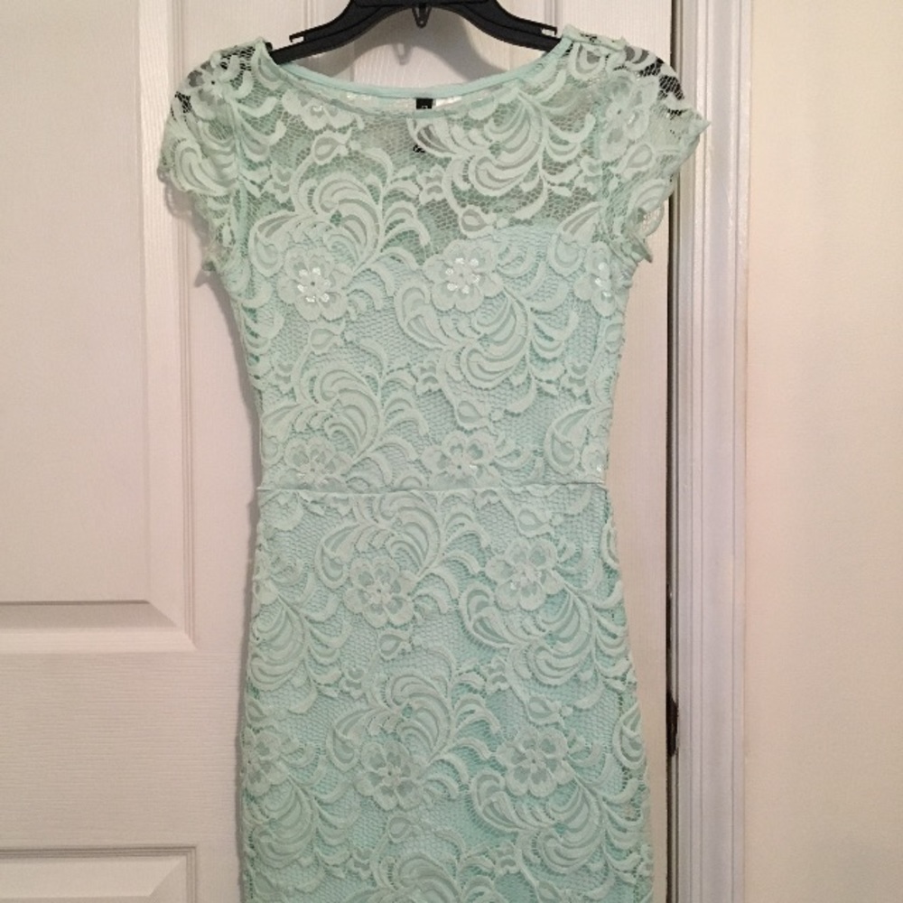 Mint Green Lace Mini Dress